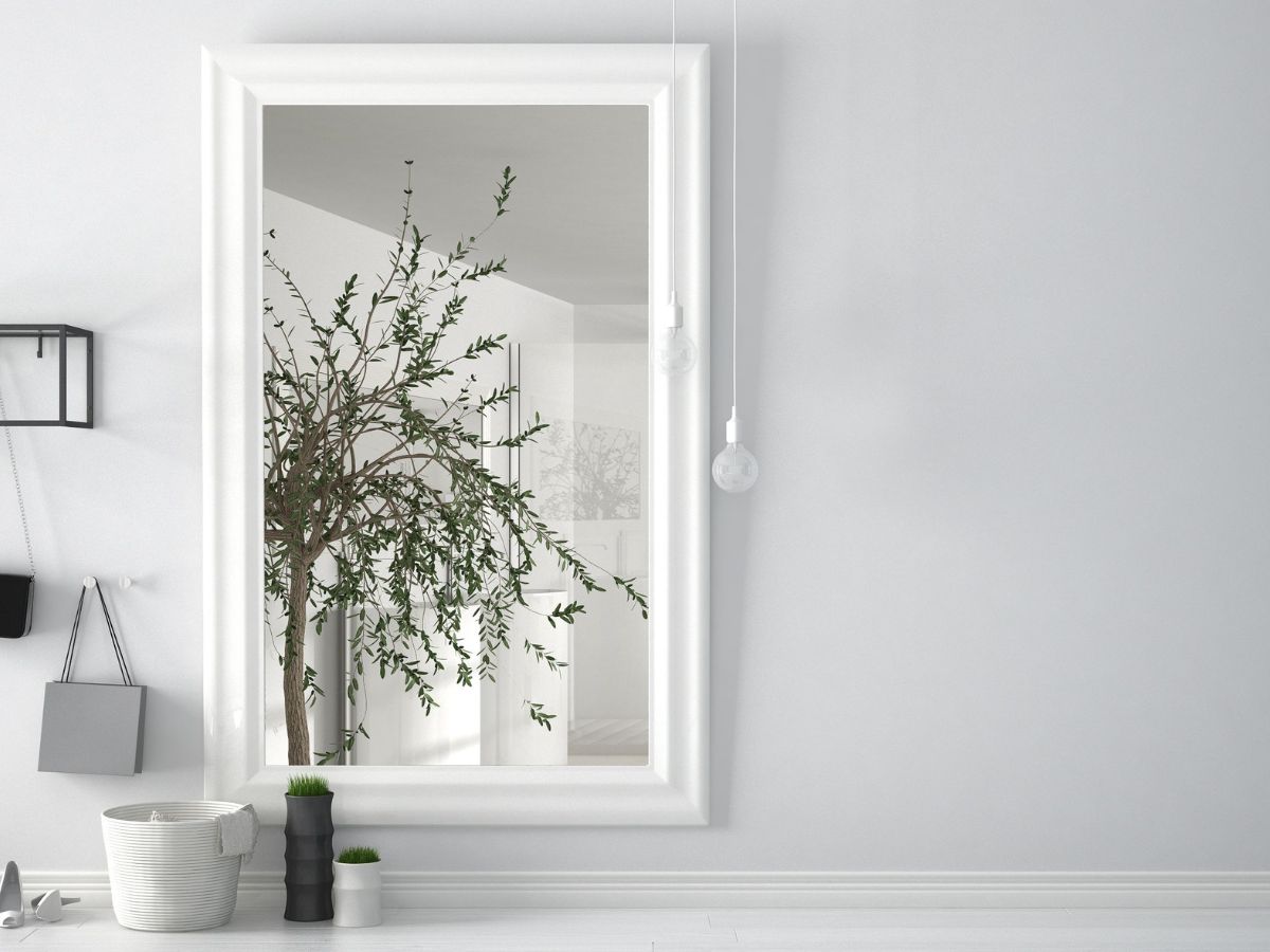 MAL-0383 White Framed Mirror For Living Room