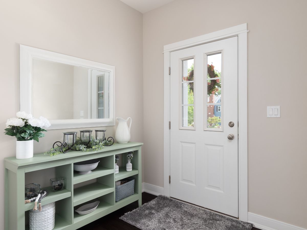 MAL-0383 White Framed Mirror For Entryway