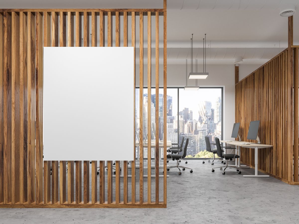 custom wood board in office