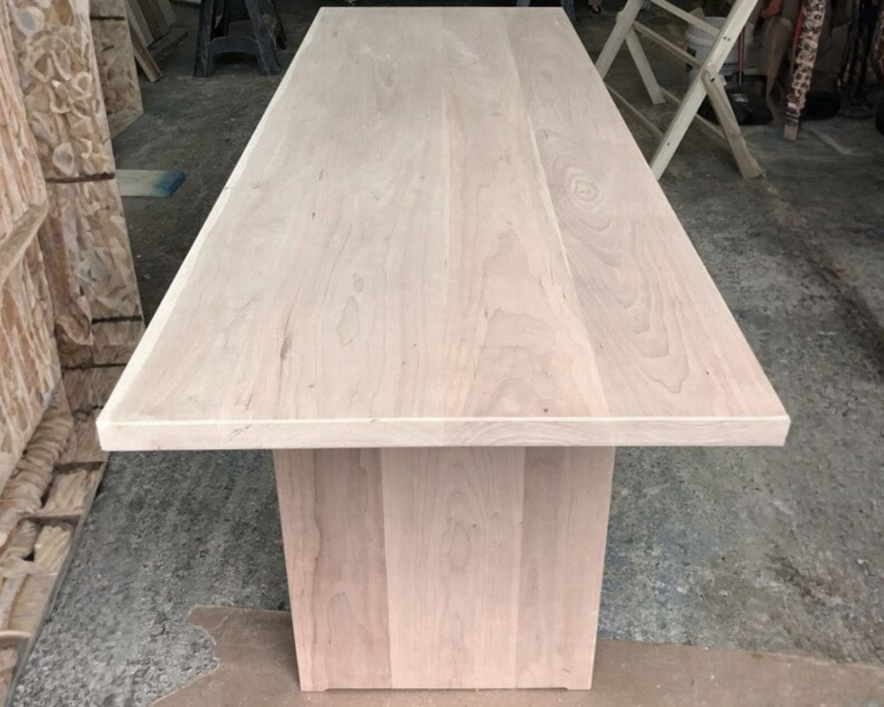 Maple table and base in clear finish