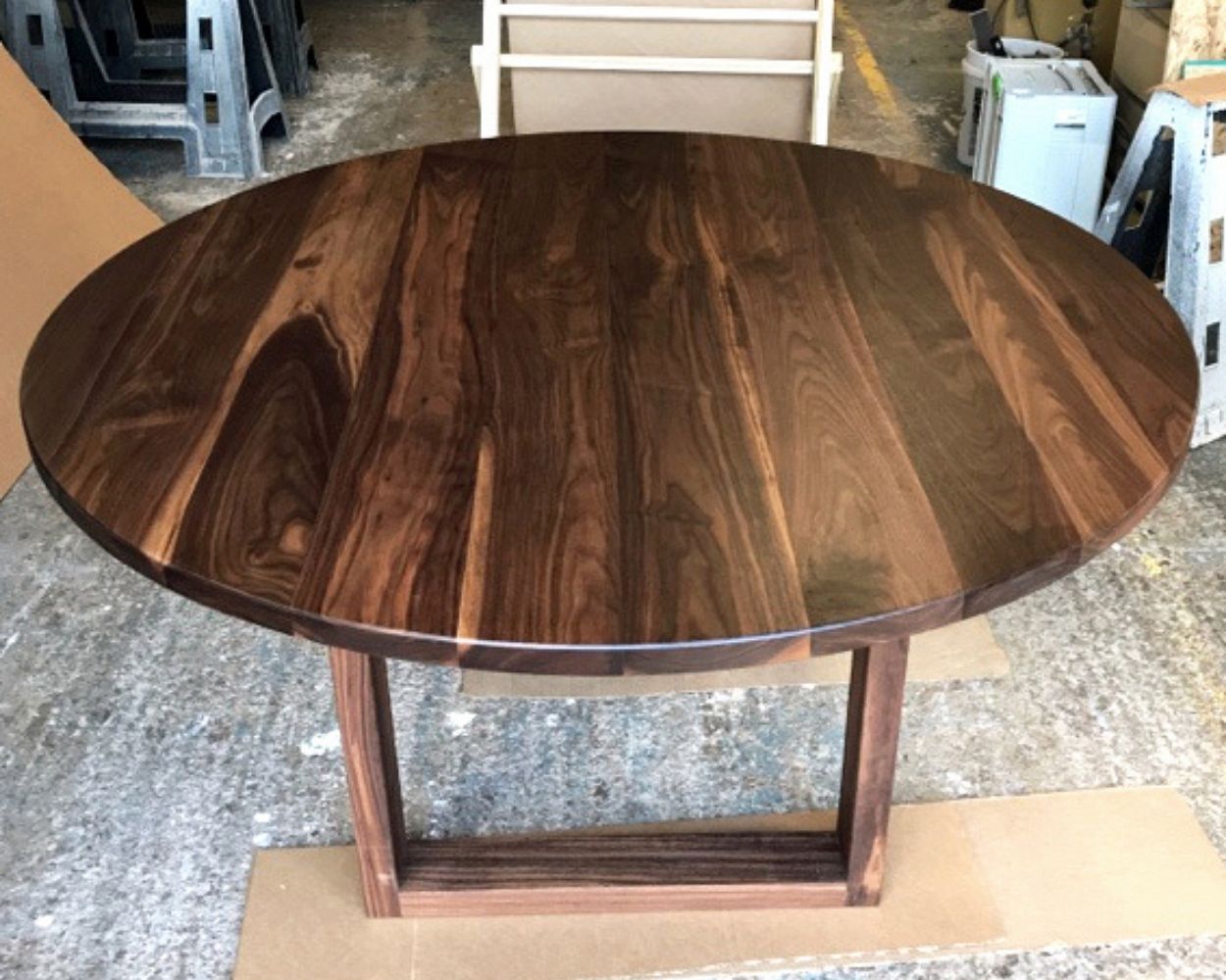 DT-90315_TL-80073 - 60 inch wide round walnut table top and base