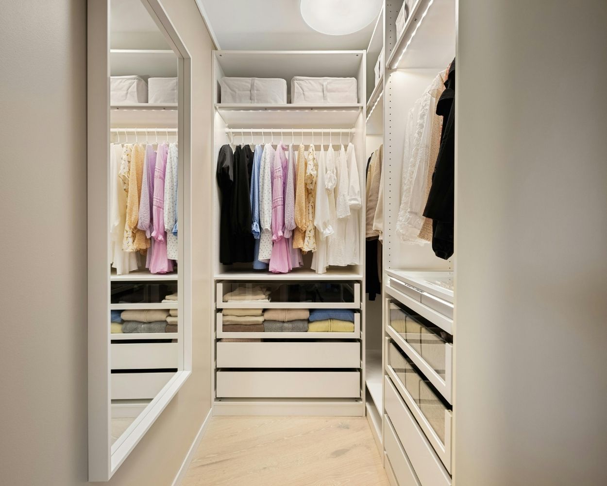 MAL-1151 White Framed Mirror For Closet