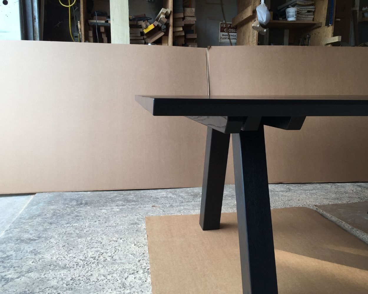 underside black stained walnut side table