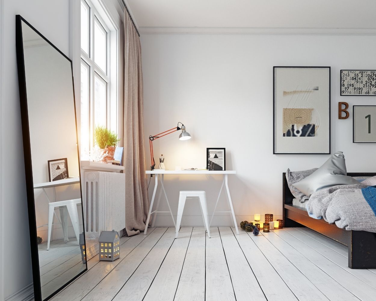 MAL-0896 Black Framed Mirror For Bedroom