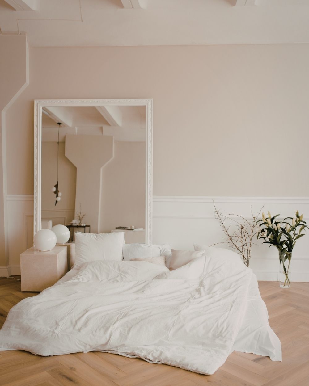 MAL-1305 White Framed Mirror For Bedroom