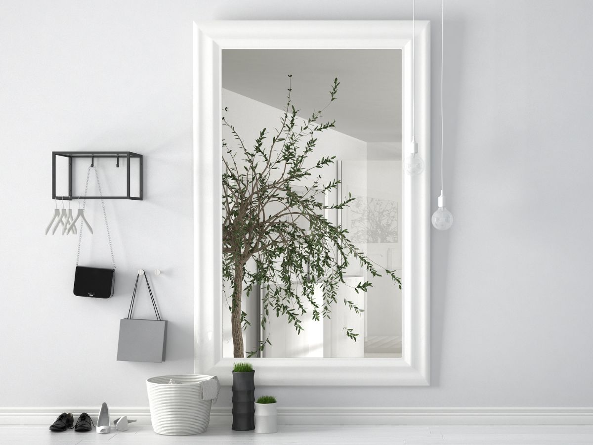 MAL-0911 White Framed Mirror For Living Room