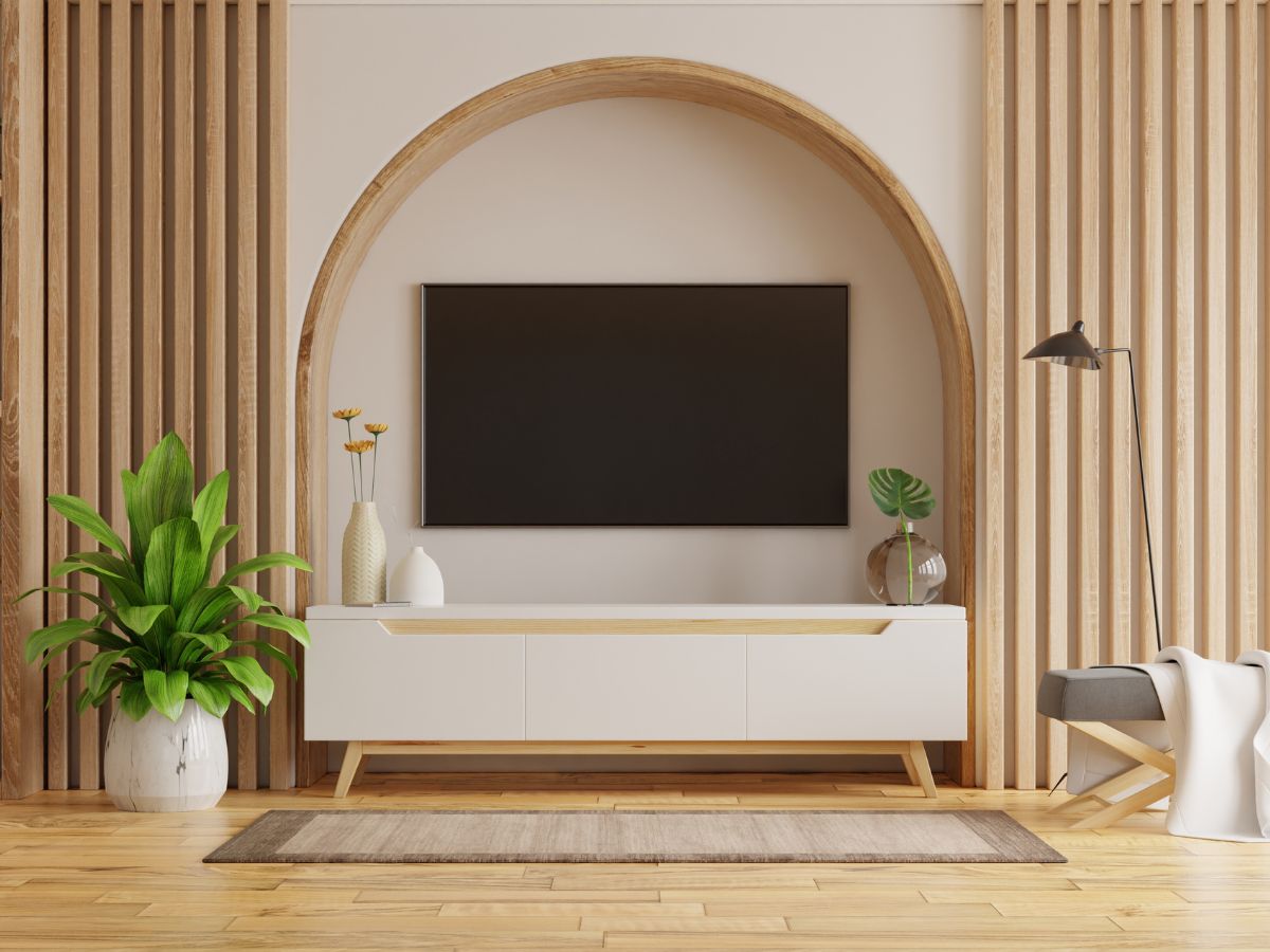 custom alder wood board for tv area