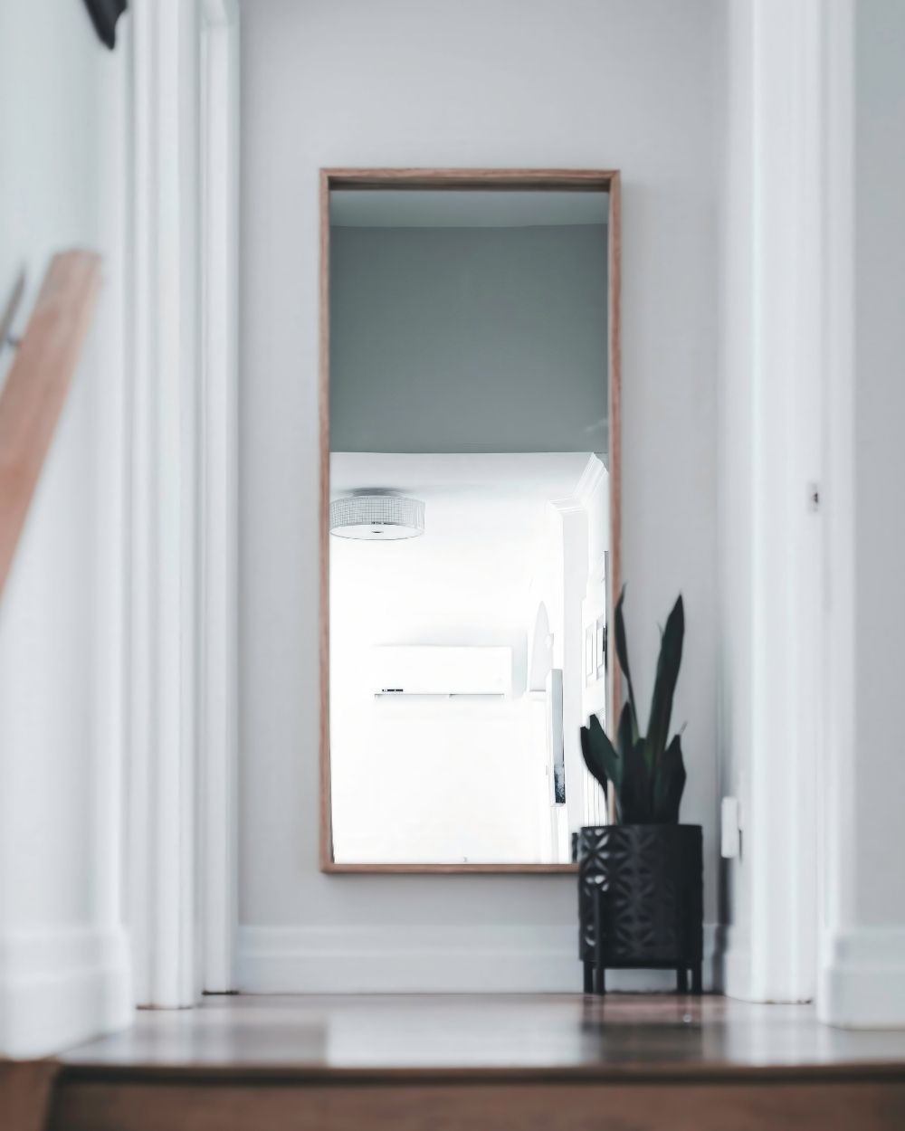 MAL-0342 Brown Framed Mirror For Hallway