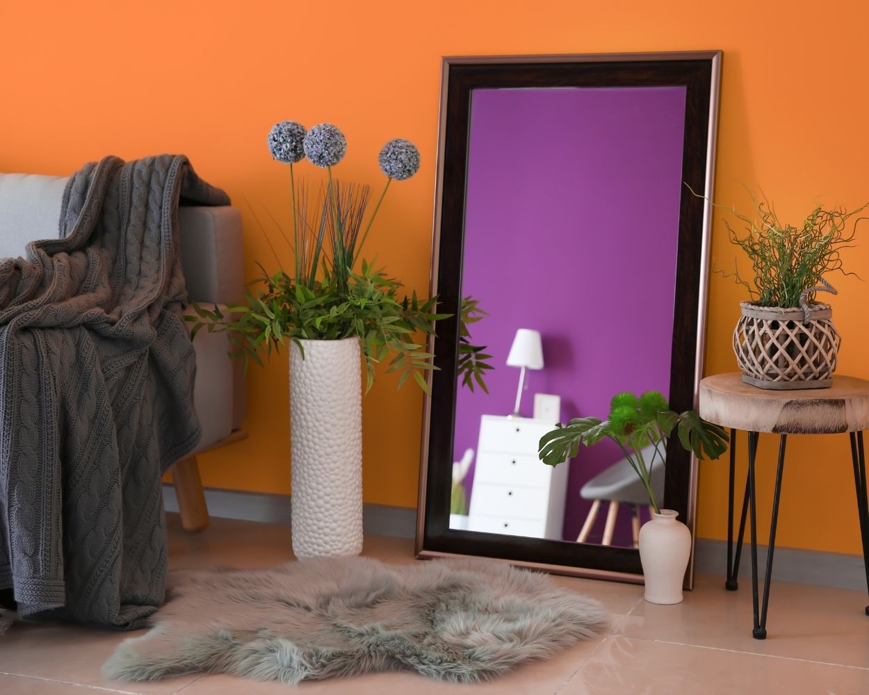 MAL-0882 Brown Framed Mirror For Living Room